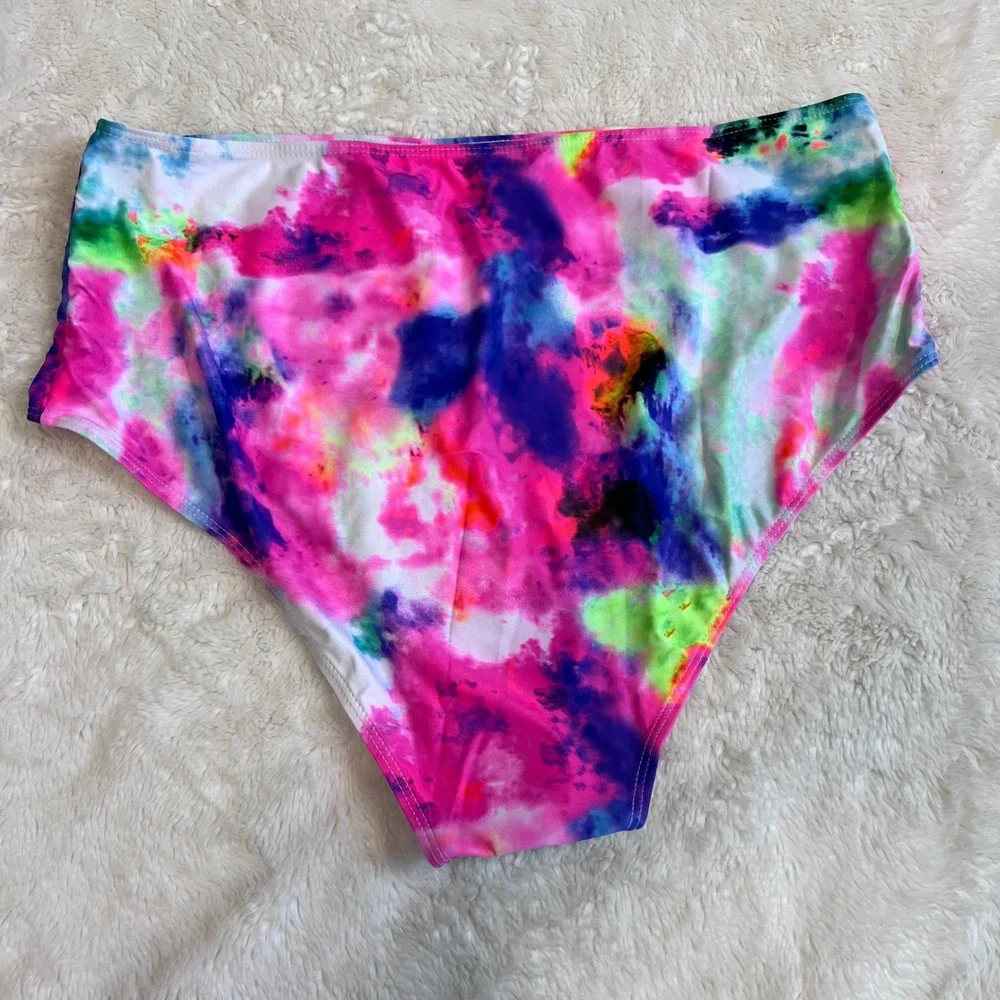 Adisputent Women's Tie Dye High Waisted Bikini Set Multicolor Size XXL NWT